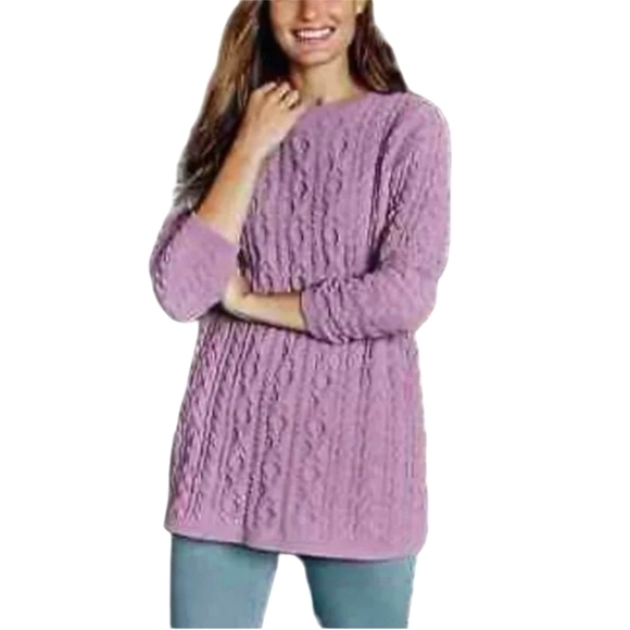 J JILL Cable Knit Chenille Long Sleeve Tunic Sweater - Picture 2 of 10